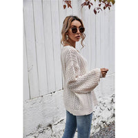 Stitched Pullover Knitted Sweater - Beige