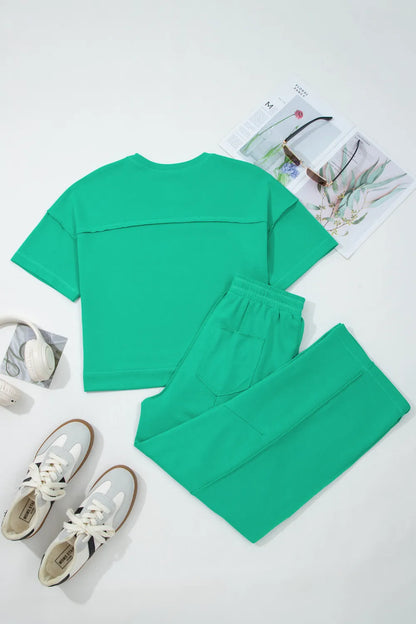 Dear Lover Tee + Pant Set - Mint Green