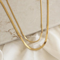 Maive Herringbone Chain Necklace - Gold