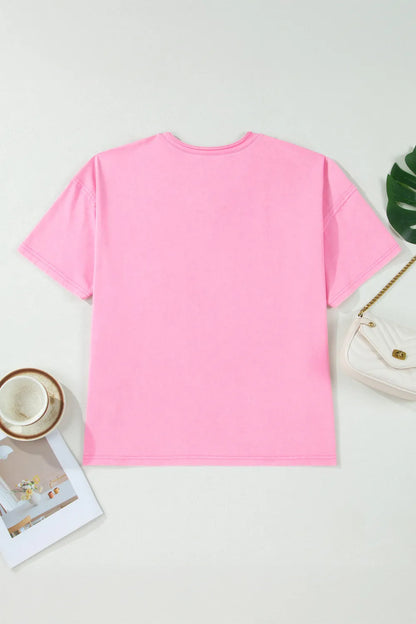 Dear Lover Round Neck Plus Size Tee - Sachet Pink