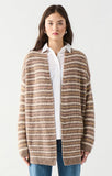 Dex Textured Stitch Open Cardigan - Neutral Melange