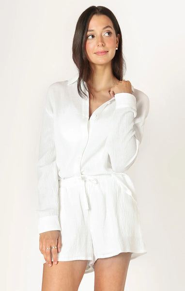 Dex Textured Button Up Blouse - Off White