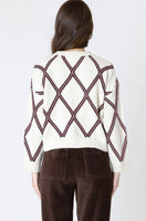 Dex Diamond Checkered Sweater - Cream/Cocoa