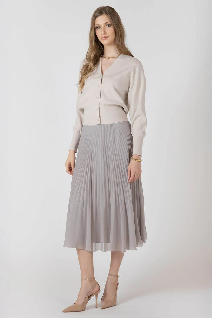 Black Tape Clean Button Front Cardigan - Matte Pearl