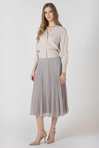 Black Tape Clean Button Front Cardigan - Matte Pearl