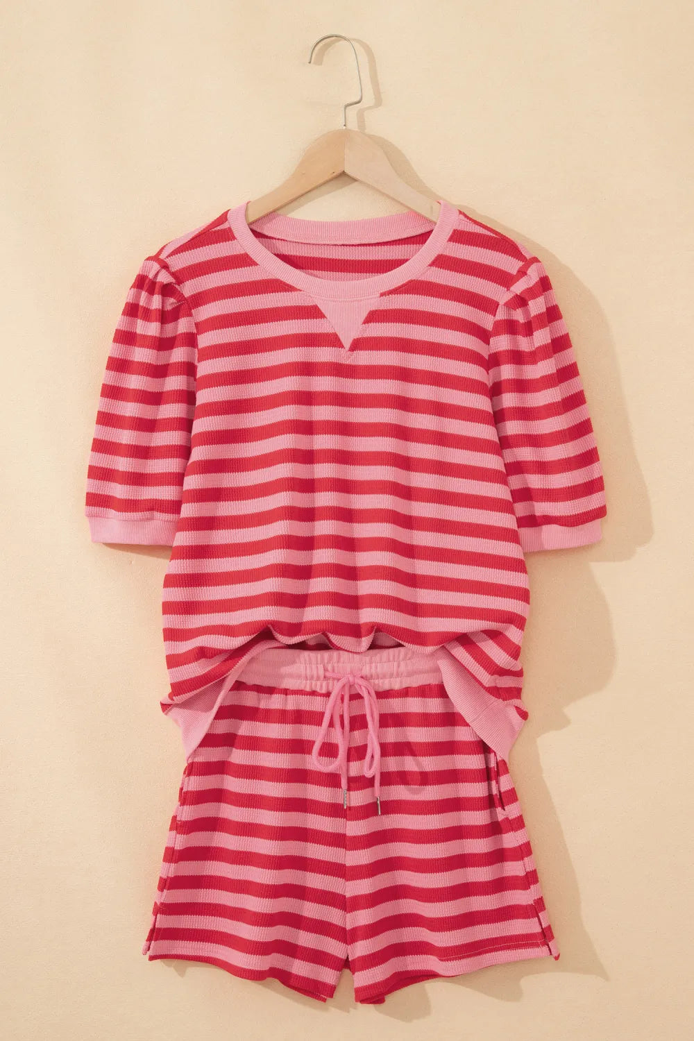 Dear Lover Puff Tee + Shorts Set - Red Stripe