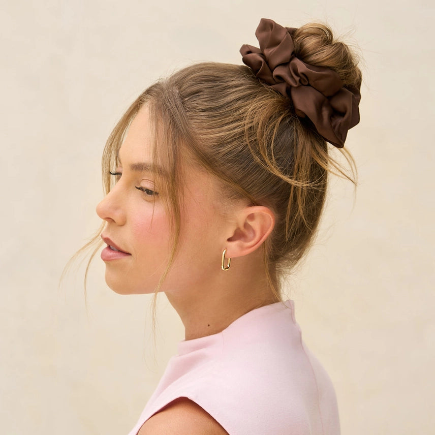 Kitsch Oversized Scrunchie - Black and Chocolate
