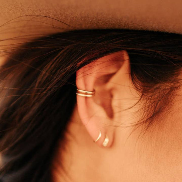 Mauve Double Band Ear Cuff - Gold