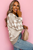 Drop Shoulder Sweater - Checkered
