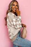 Drop Shoulder Sweater - Checkered