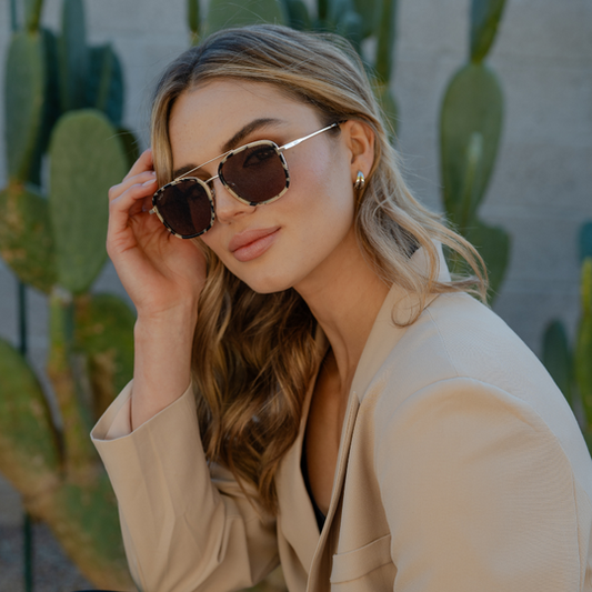 Wear Me Pro Gia Sunglasses - Beige Tortoise/Brown Lens