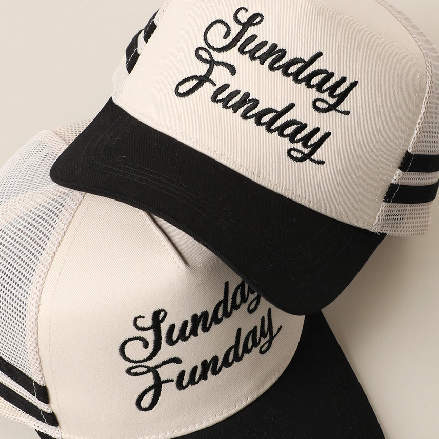 Fashion City Sunday Funday Embroidered Two Tone Trucker Hat