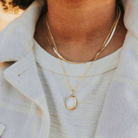 Mauve Isabelle Locket Necklace - Gold