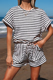 Dear Lover Short & Tee Set - Black Stripe