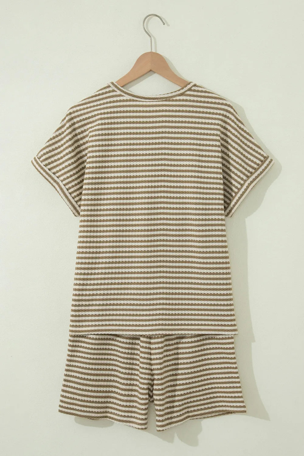 Dear Lover Brown Stripe Knit Short + Tee Set