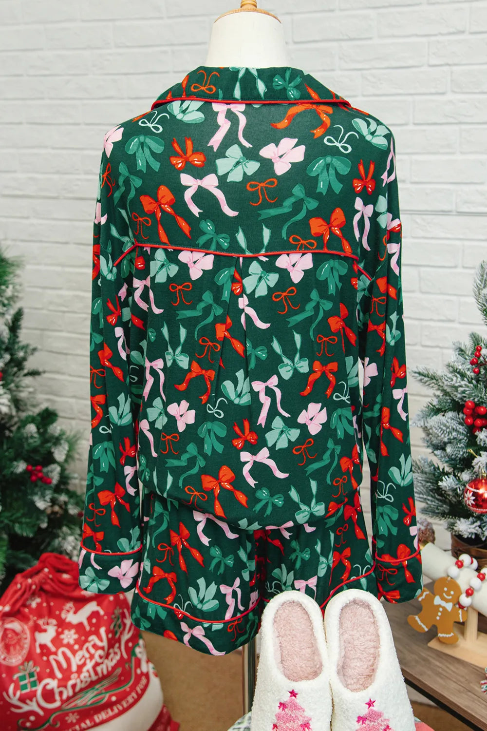 Dear Lover Festive Bow Print Pajama Set