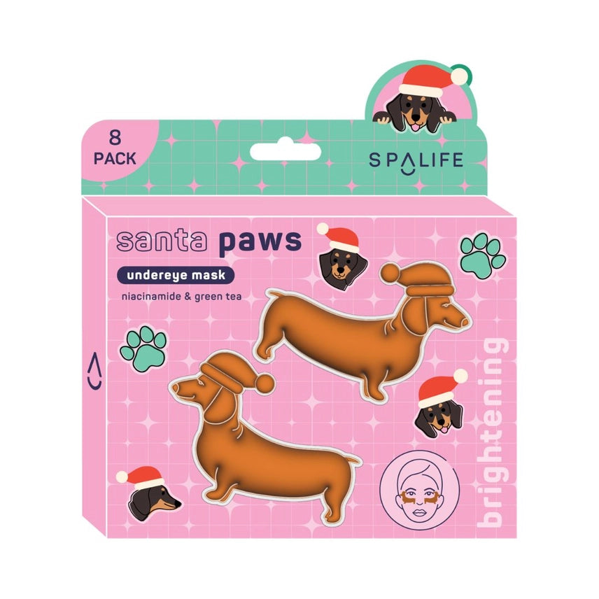 Spa Life Christmas Holiday Santa Paws Undereye Patches - 8 Pk