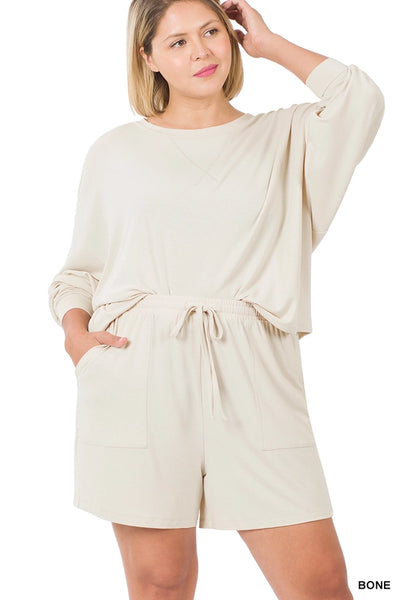 Plus Size 2 Piece Lounge Set - Bone