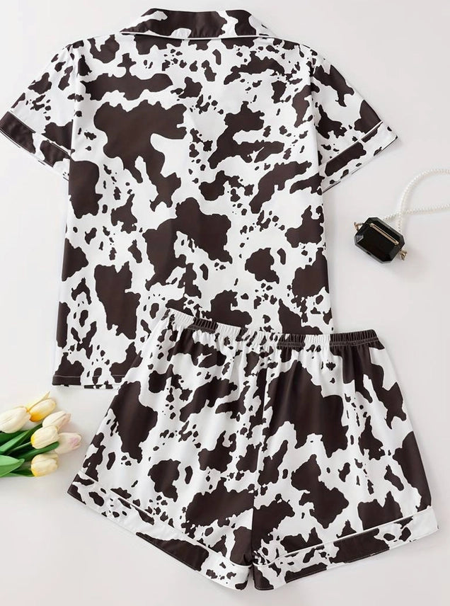 Wknd Styles Co. Pajama Set - Cow Print