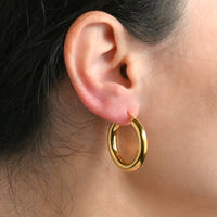 Blueyejewelry Thick Gold Tarnish-free Tube Hoop Earrings - 20mm