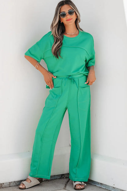 Dear Lover Tee + Pant Set - Mint Green