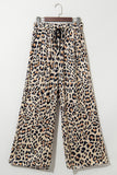 Dear Lover Flowy Wide Leg Pants - Leopard