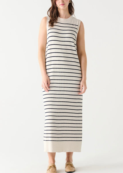 Dex Long Stripe Dress - Cream/Navy