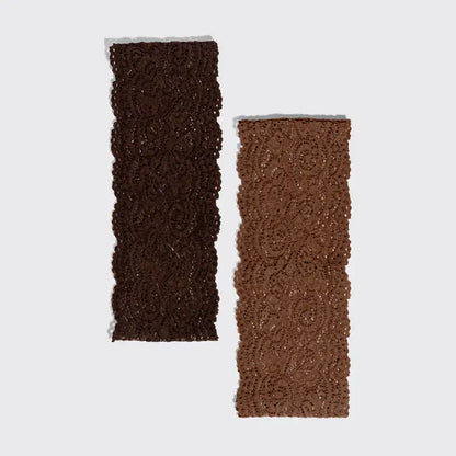 Kitsch Wide Lace Elastic Headband - Mocha & Chocolate