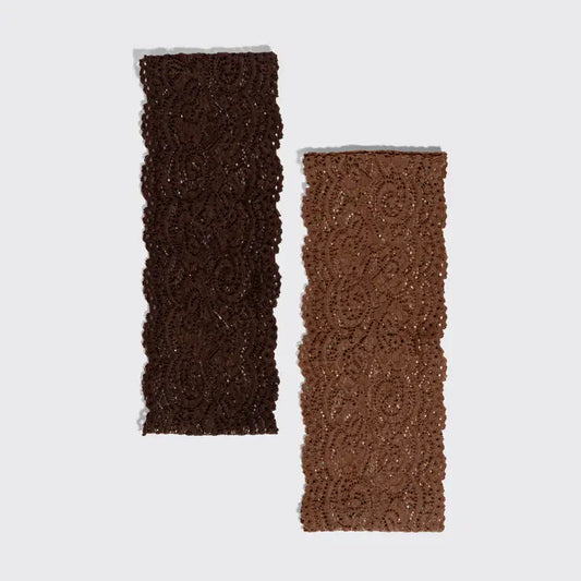 Kitsch Wide Lace Elastic Headband - Mocha & Chocolate