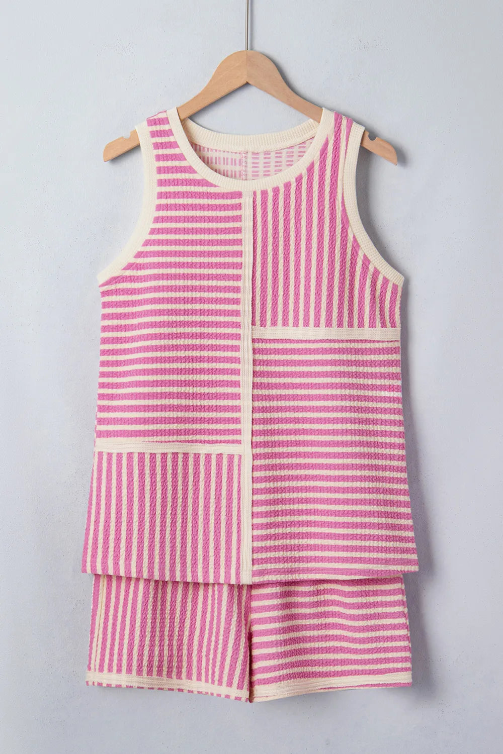 Dear Lover Tank + Short Set Set - Pink Stripe