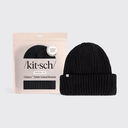 Kitsch Glazey Satin Lined Beanie - Black