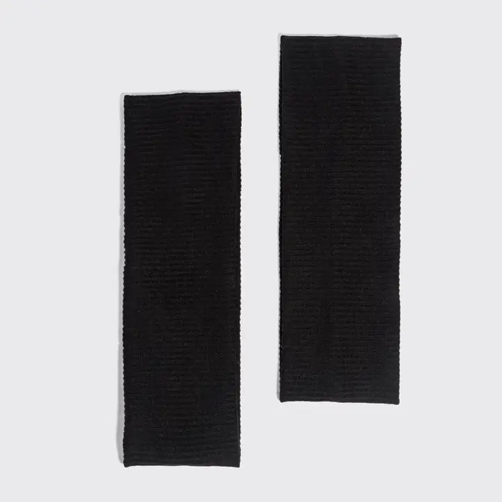 Kitsch Recycled Fabric Ribbed Elastic Headbands 2 pk Set - Black