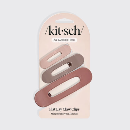 Kitsch Flat Lay Claw Clip 3pc Flat - Ultra Glossy Terracotta