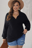 Ribbed Knit Plus Size Sweater - Black