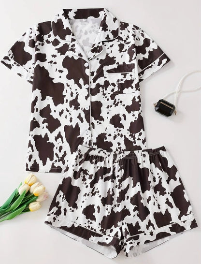 Wknd Styles Co. Pajama Set - Cow Print