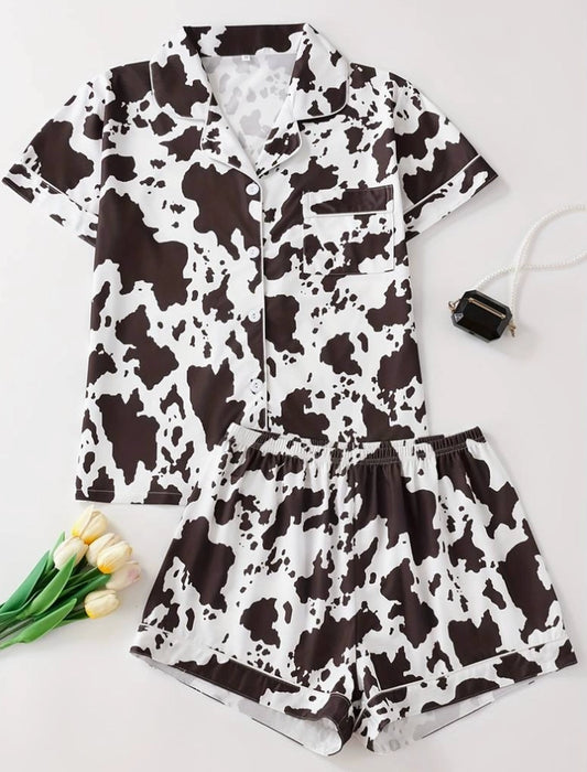 Wknd Styles Co. Pajama Set - Cow Print
