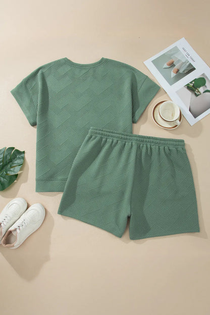 Dear Lover Plus Size T-Shirt + Shorts Set - Mineral Blue