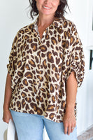 Plus Size Button Shirt - Leopard