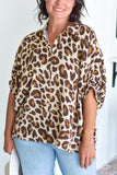 Plus Size Button Shirt - Leopard