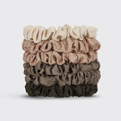 Kitsch Ultra Petite Satin Scrunchies 6 pack - Eycalyptus