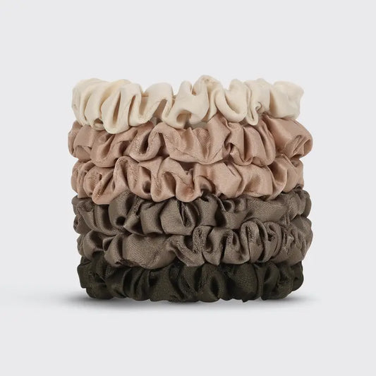 Kitsch Ultra Petite Satin Scrunchies 6 pack - Eycalyptus