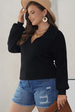 Ribbed Knit Plus Size Sweater - Black