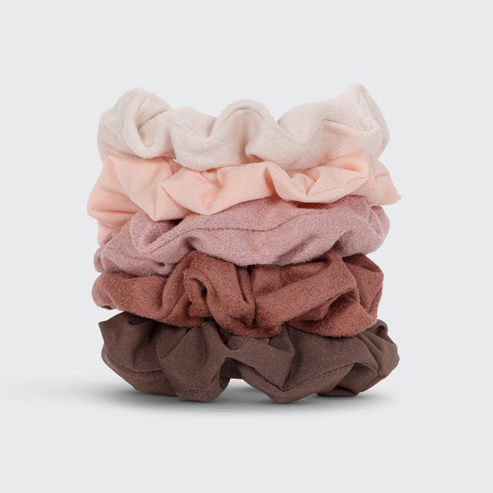 Kitsch Textured Scrunchies 5pc Set - Terracotta