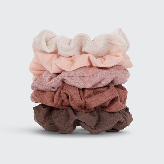 Kitsch Textured Scrunchies 5pc Set - Terracotta