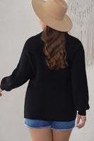 Ribbed Knit Plus Size Sweater - Black