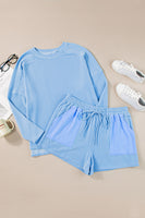 Ribbed Plus Size Lounge Set - Sky Blue