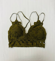 Vanilla Monkey Scalloped Lace Cami Bralette - Olive