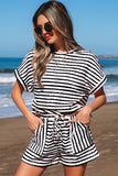Dear Lover Short & Tee Set - Black Stripe