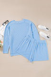 Ribbed Plus Size Lounge Set - Sky Blue