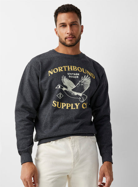 Northbound Goose Crewneck Fleece - Charcoal Heather